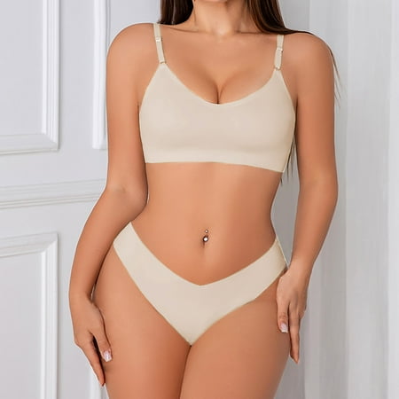HCURIBAD Bikini Sets for Women Clearance! Women s 2 Piece Seamless Underwear Set Full Cup Padded Bra Panty Set Swim Suits for Women 2024 Bras for Women Sports Bras for Women White XL