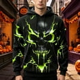 thumbnail image 4 of IWRICH Halloween Skull Hoodies for Men Plus Size Winter Holiday Hooded Sweatshirts Oversize Novelty Printed Pullover Tops Green XL, 4 of 4