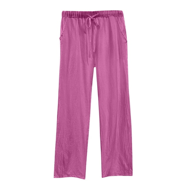 KIHOUT Baggy Pants for Women Solid Color Loose Casual Comfortable Drawstring Straight Leg Trousers with Pockets