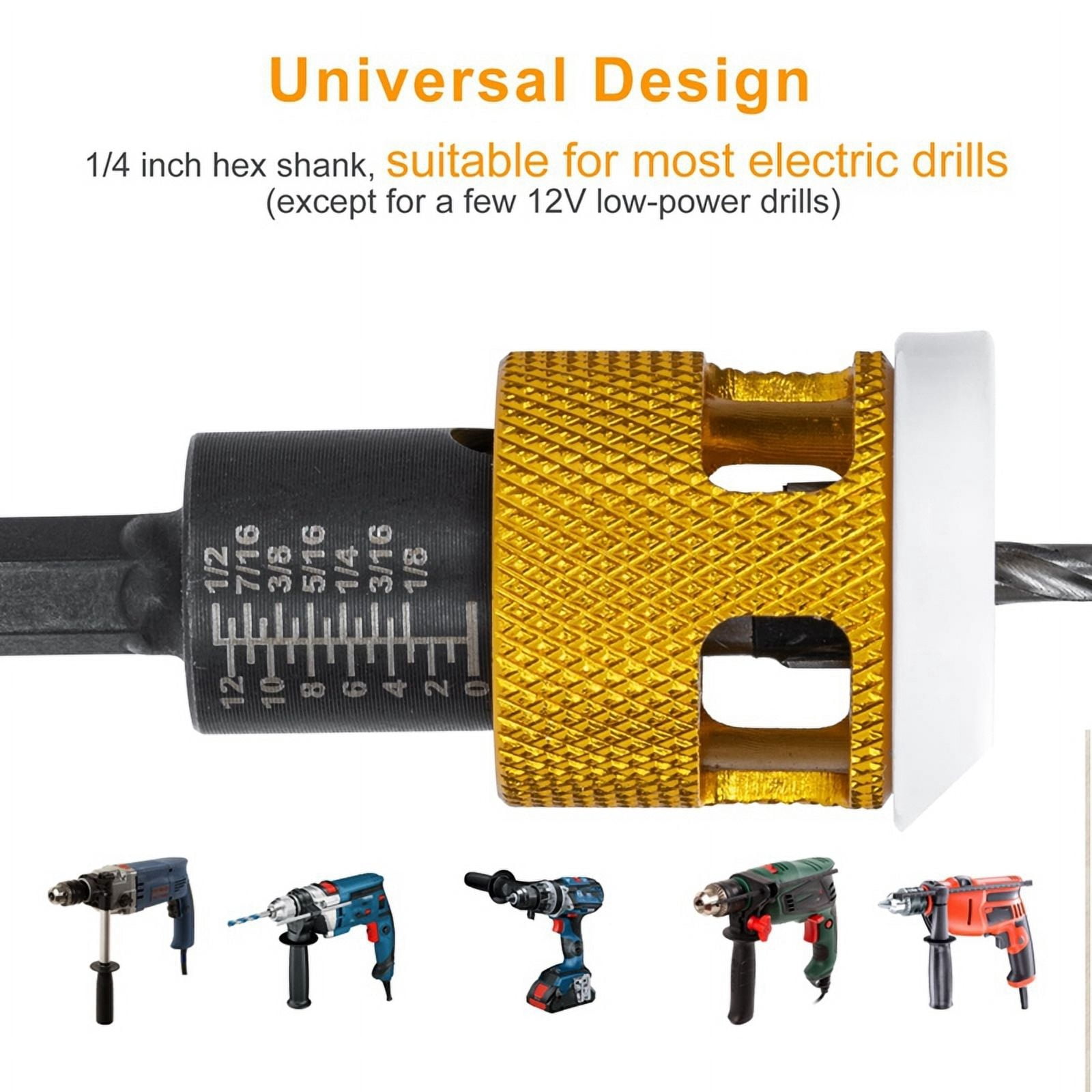 5 Pcs Countersink Drill Bit Set: Replaceable HSS M2 Tapered Bits - 82° Counter Bore with Adjustable Depth Stop