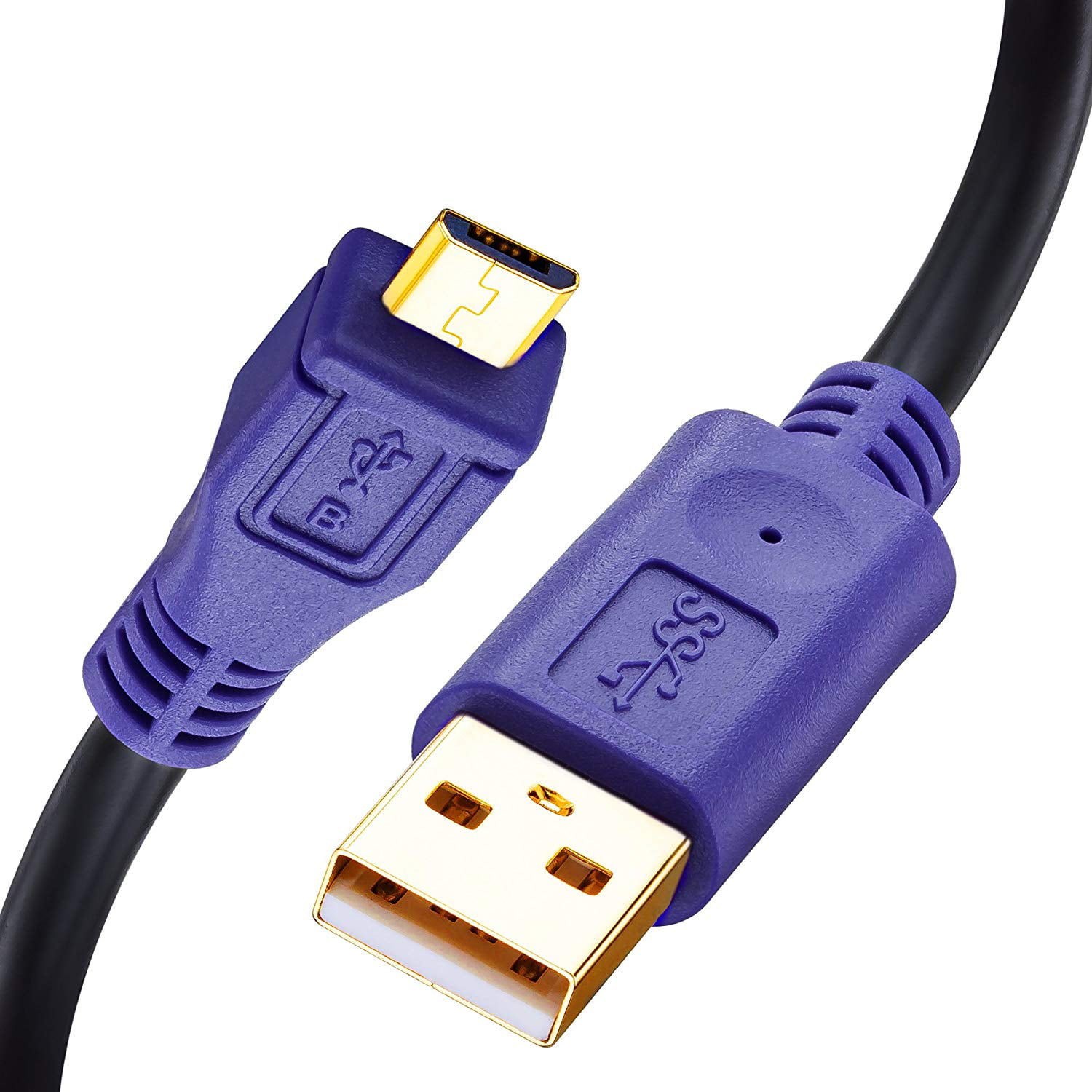 ReadyPlug Universal USB 2.0 A to B Micro Cable Computer Charger Data 25 feet, Black 