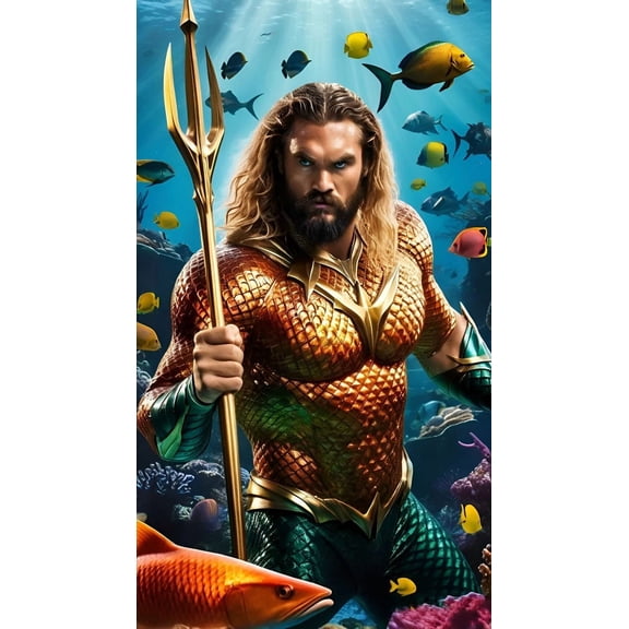 Diamond Painting Kits for Adults, Diamond Painting Stitch Gem Art Craft DIY Home Wall Decor 12x16 inch (Aquaman Diamond Painting)