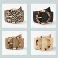 thumbnail image 4 of Belt Round Wooden Buckle Dress Belt for Women Casual Female Braided Wide Strap Female Designer Woven Girls Elastic PP Straw Belt Durable, 4 of 5