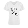 thumbnail image 4 of LSLJS Women's Fashion Short Sleeve V-Neck Tops Working Uniform Printing Pocket Blouse Tops, Womens Plus Scrubs, 4 of 4