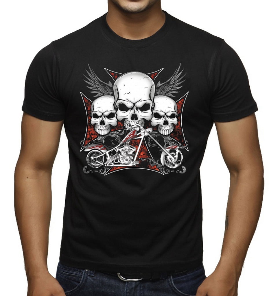 Big and Tall t-shirt lucky 7 skull biker design bigmen tee shirts king size