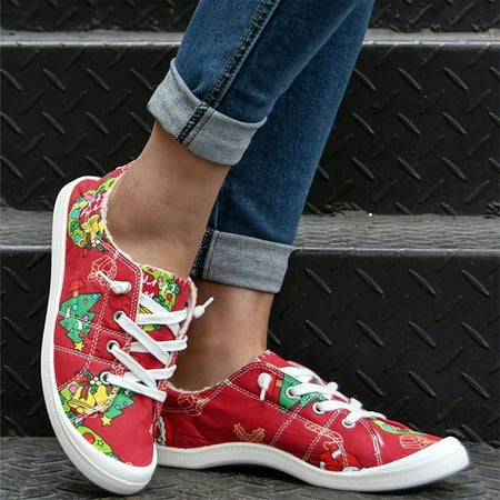 

Foraging dimple Floral Print Women s Sports Shoes Flat Breathable Shoes Women s Shoes Red