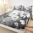 thumbnail image 3 of Homewish Rustic Flower Floral Queen Sheet Sets,Oil Painting Artistic Flat Sheet,Gray White Queen Fitted Sheet For Gir Kids,Super Cozy Room Decor,4pcs, 3 of 7
