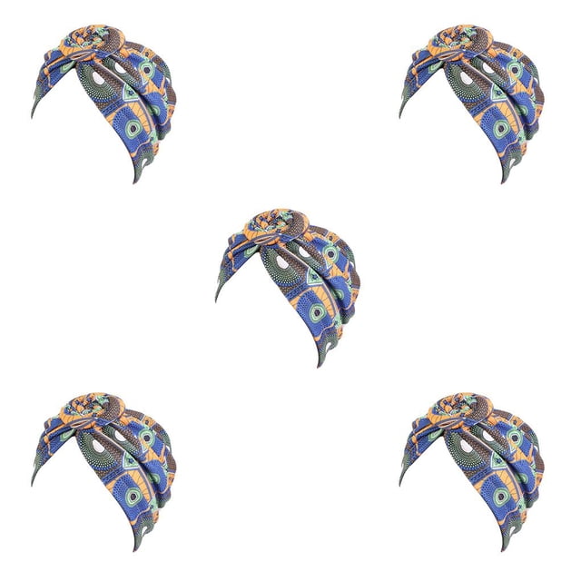 Sonducket Estilos bohemios Head Wraps para mujer Headwrap Pre-Atado Sleep Beanie Cap plisado Headcap Fashion Zafiro Azul naranja Type2 NO2