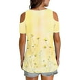 thumbnail image 6 of Shirts for Women Short Sleeved V-Neck Off Shoulder Printing Top Yellow M, 6 of 6