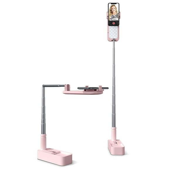 HPZZ Extendable Selfie Stand 360° Rotation with Phone Holder, Rechargeable Wireless Foldable 7 Brightness LED Light for Live Streaming/YouTube/Tiktok/Video Recording/Photography/Reading