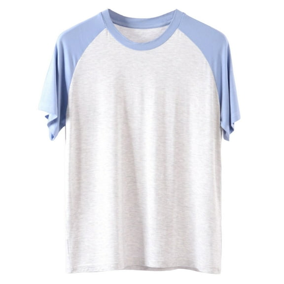 Mlzmgr Men's Tshirts Homewear Short Sleeve Crewneck Tops Summer Lounge Sleep Wear Pajama Tops for Men L-4XL