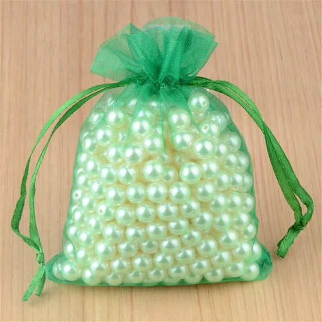 Bolsa de Organza para embalaje de joyas, decoración de fiesta de boda, bolsas de tul con cordón, para regalo, 7x9, 9x12, 10x15cm, 50/100 Uds., 50%