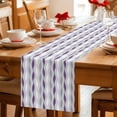 thumbnail image 5 of Purple Grey Striped Table Runner 70 Inches, Modern Abstract Geometric Stripes Bed Runner Dresser Scarves Tabletop for Indoor Outdoor Parties/Ceremony/Banquet, 13" x 70", 5 of 9