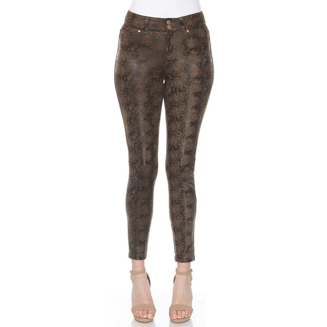 White Mark Pantalon en Faux Suède à Imprimé Serpent pour Femmes