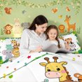 thumbnail image 4 of Manfei Cartoon Wildlife Party Full Size Comforter Sets, Kawaii Lion Elephant Bedding Comforter Set, White Green, Polkadot Reversible, 3 Pieces, 1 Comforter and 2 Pillowcases, 4 of 7