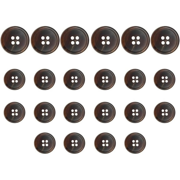 YUXNET 22 Pieces Real Horn Buttons Set for Blazer and Suit, 20mm 15mm Mixed Genuine Buttons for Men Women's Jacket Coat Uniforms (Brown) Brown Medium