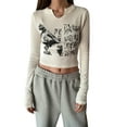 thumbnail image 1 of TheFound Hauts Côtelés pour Femmes Manches Longues Crop Tops Y2K Skinny Tops, 1 of 9