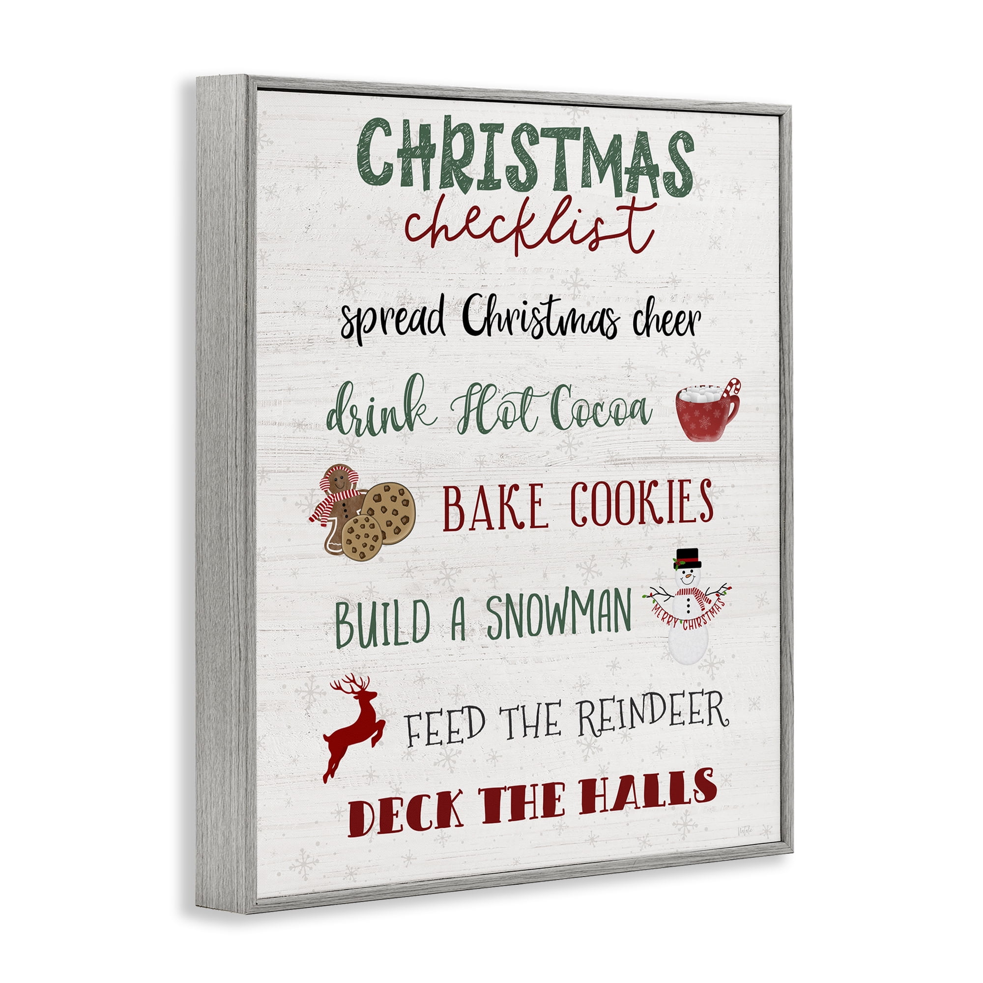 Stupell Industries Rustic Christmas Checklist Holiday Painting Gray Framed Art Prints Wall Art, 11 x 14