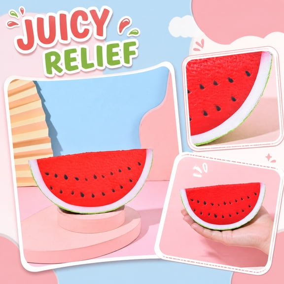 Kiddiway Slow Rising Squishy Watermelon - Crunchy Stress Ball Squishy Toy for Adults Kids, Squishy Balls Summer Fruit Shape Sensory Toy for Office Desk Decor Anxiety ADHD Gift,As shown
