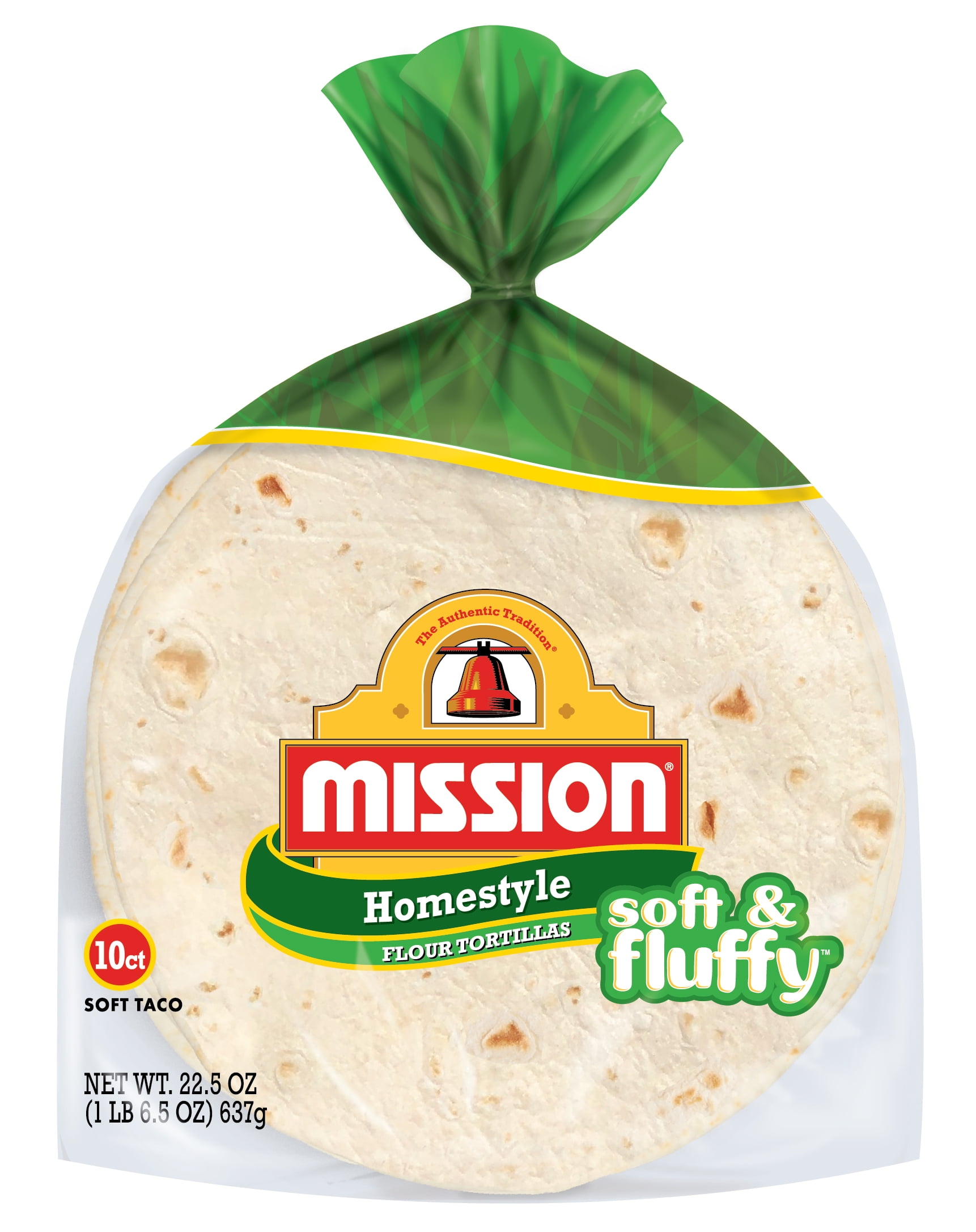 Mission Soft & Fluffy Homestyle Flour Tortillas, 22.5 Oz, 10 Count