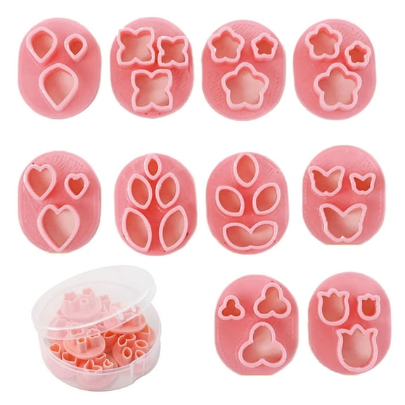 Milue 10pcs Flower Pattern Clay Cutter 3D Pottery Earrings Mold Handmade Clay Tool