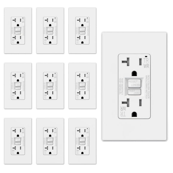 ELEGRP GFCI Outlet Outdoor, 20 Amp Self-Test GFI Electrical Outlet with Thinner Design, Weather & Tamper Resistant GFCI Receptacle, Ground Fault Receptacle w/Wall Pl