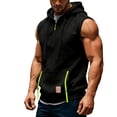 thumbnail image 4 of HBGVBA Men's Hoodie Tank Tops,Solid Color Muscle Blouse,Sleeveless Hooded Half Zip Pullover with Big Pocket Hoodie Top, 4 of 5