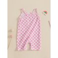 thumbnail image 4 of BemeyourBBs Baby Girl Summer Jumpsuit Sleeveless Checkered Print Romper Shorts, 4 of 9