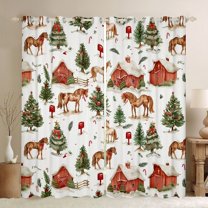 Homewish Cartoon Horse Blackout Curtains Set of 2 (52x84 Each) for Kids Children,Cottage Farmhouse Window Curtains,Christmas Tree Curtains and Drapes,Ultra Soft Home Decor