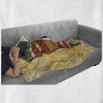 thumbnail image 6 of Tiki Bar Soft Flannel Fleece Throw Blanket, Colorful Vivid on Vintage Style Backdrop Geometric Prehistoric, Cozy Plush for Indoor and Outdoor Use, 50" x 60", Multicolor, by Ambesonne, 6 of 6