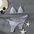 thumbnail image 4 of Sevevn Women's Triangle Bikini Set 3 Piece Side Tie Thong Bathing Suit Gray L, 4 of 5