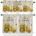 thumbnail image 2 of Kitchen Curtains Set, Summer Sunflower Kitchen Curtains and Valances Set, Yellow Truck Botanical Rustic Rod Pocket Tier Curtains 36 Inch Length for Cafe/Bedroom Windows, 2 of 6