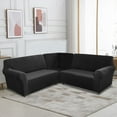 thumbnail image 4 of SHANNA Velvet L Shape 5 Seater Sofa Cover, L Shape Couch Covers Corner Sectional Couch Sofa Slipcover Furniture Protector, Black, 4 of 10