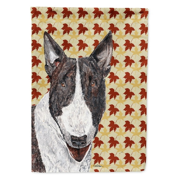 Bull Terrier Fall Leaves Garden Flag