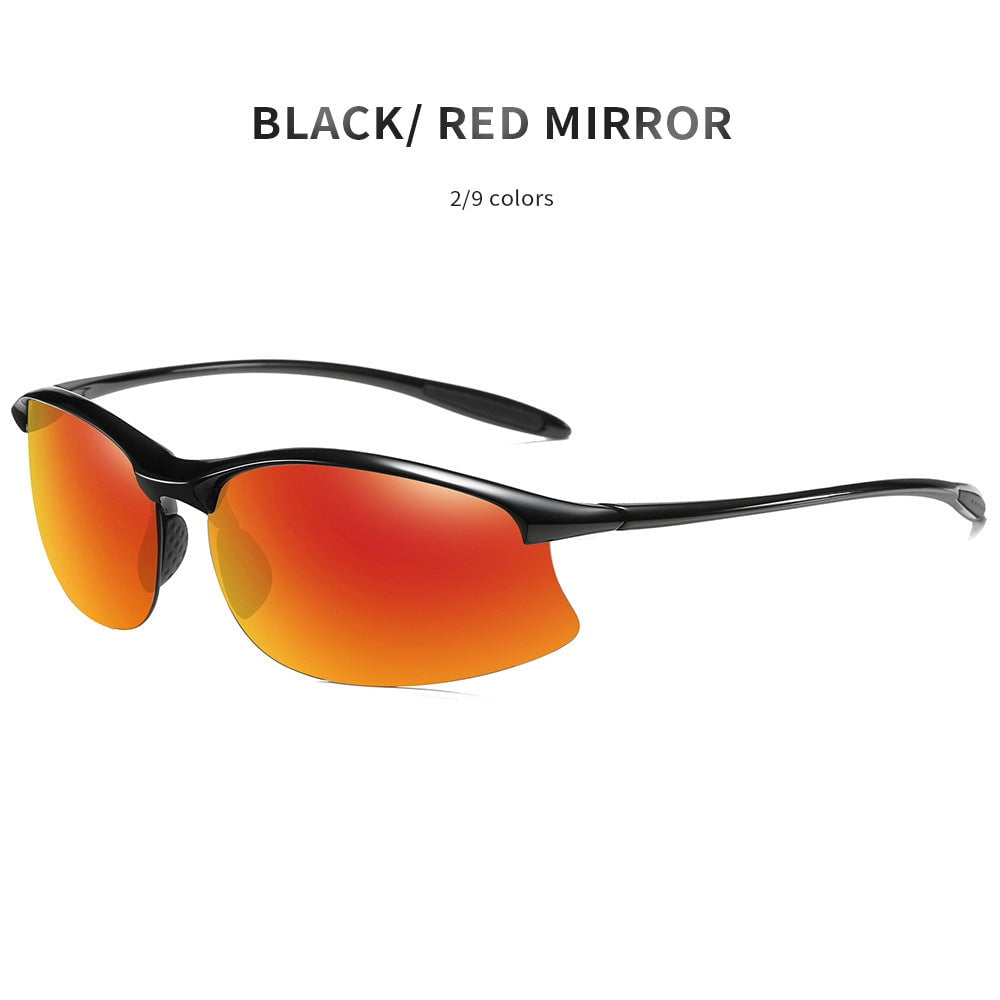Mens TR90 Polarized Sports Sunglasses, Half Frame Outdoor Eyewear for Men, Durable and Lightweight Design