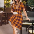 thumbnail image 3 of Easygdp Fall Buffalo Plaid para Vestido Transpirable de Mujer, Vestido Suelto de Manga Corta con Pliegues y Bolsillos para el Verano, 3 of 6