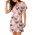 thumbnail image 2 of Lsque Funny Chicken Pattern Nightgowns for Women Sleep Shirts Short Sleeve Nightshirt Pullover Nightdress Soft Sleepwear Relaxed Fit Nightdress, 2 of 6