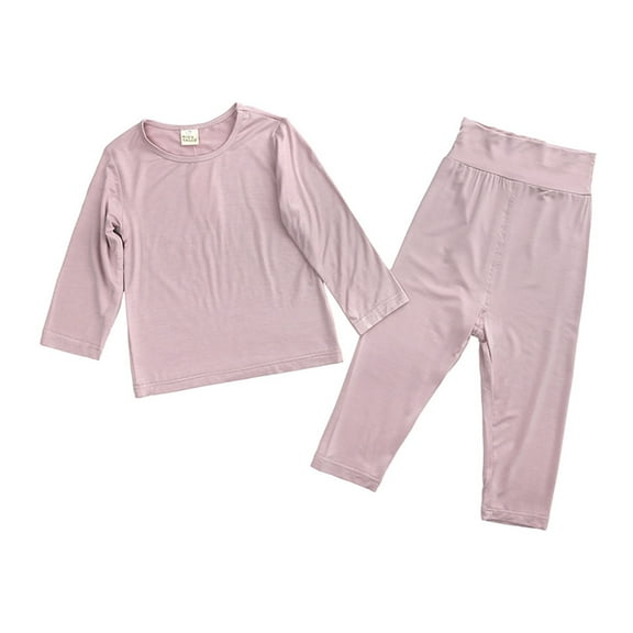 Two Piece Outfits,Girls 2-Piece Long Sleeve Pajama Set Toddler Sleepwear Soft Jammies For Nighttime And Lounging Comfortable Basic Outfit,Toddler Girl Outfits,Light Purple,9-12 Months