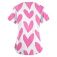 thumbnail image 3 of TIMIFIS Hauts de Sarrau de la Saint-Valentin pour Femmes Imprimés Uniforme de Travail à Manches Courtes Col en V Blouse T-shirt de Travail avec Poches - Rose Vif Imprimé, 3 of 3