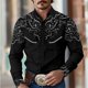 thumbnail image 3 of Camisa de hombre estilo occidental retro geométrico para exteriores, informal, de calle, para uso diario, primavera y otoño, con solapa, manga larga, tallas S-5XL, tela elástica, 3 of 5