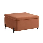 Studio Living Kingston Modern Large Storage Ottoman, Rust Velvet Fabric