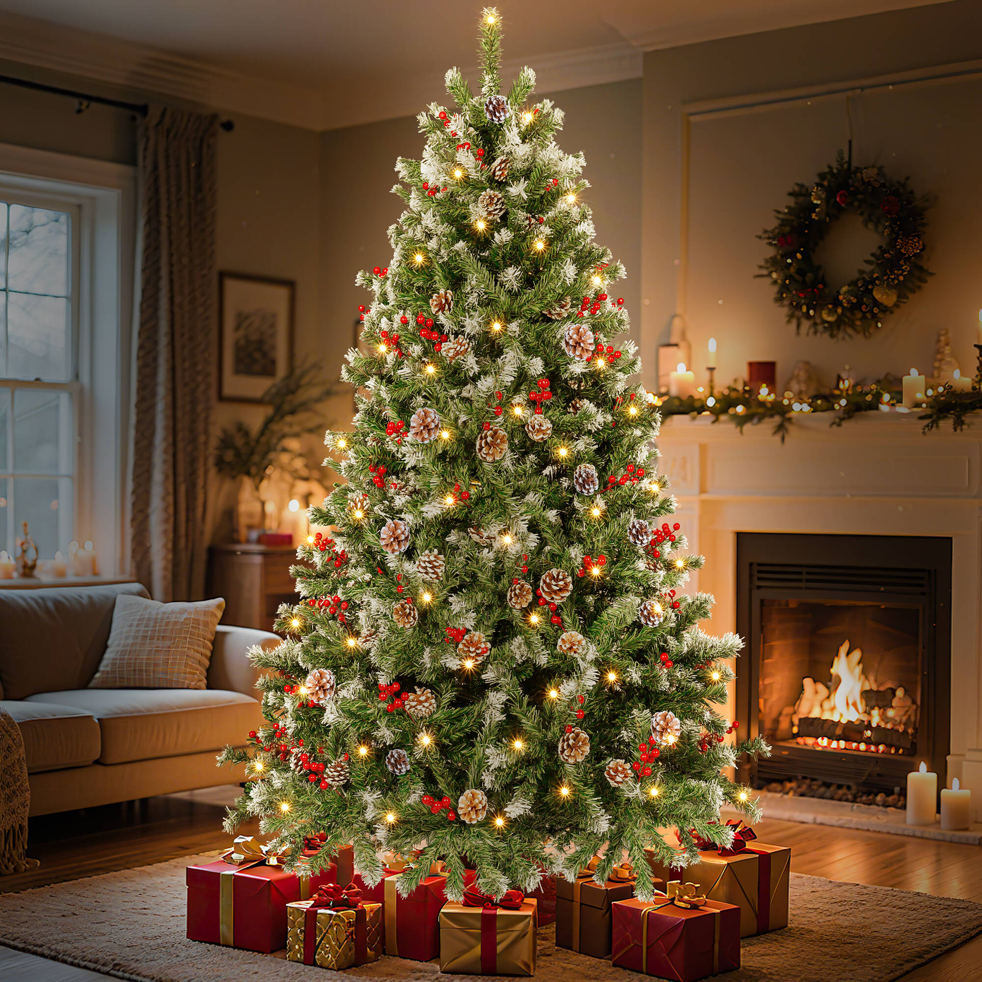Aufeile 6ft Pre-Lit Hinged Christmas Tree, 250 Warm LED Lights photo 7