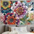 thumbnail image 2 of Creowell Colorful Floral Tapestry Wall hanging, Bright Boho Fabric Blossom Tapestries, Multi Color Tapestry for Bedroom Home Hippie Wall Decor Painting, 2 of 6