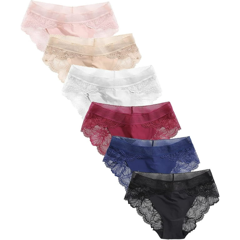 Seasment Women's Underwear Lacy Panties Lace Bikini Hipster Silky Comfy  Briefs 5/6 Pack 