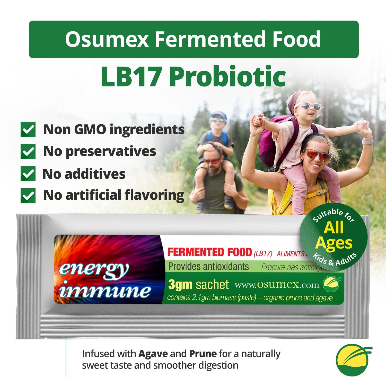 LB17 Fermented Food Biomass Probiotics for Women, Men, & Kids 3g - 30 Sachet/Box Probiotic Packets, Probiotics for Digestive Health, Adult Probiotic Digestive Nutritional Supplements, Kids Gut Health