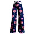 thumbnail image 4 of Women's Casual Pants Women'S Wide Leg Pant Vintage Floral Print High Waisted Straight Stretch Pants With Pockets,Blue Women's Casual Pants XXXXL, 4 of 4