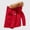Red, variant on Men's Quilted Jacket Winter Coat Heavyweight Warm Parka with Removable Fuzzy Hood Waterproof & Windproof Shell Ski Snow Outerwear with Flap Pockets