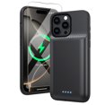 thumbnail image 1 of Funda de batería HETP para iPhone 16 Pro Max, 8600 mAh, delgada, negra, 1 of 7