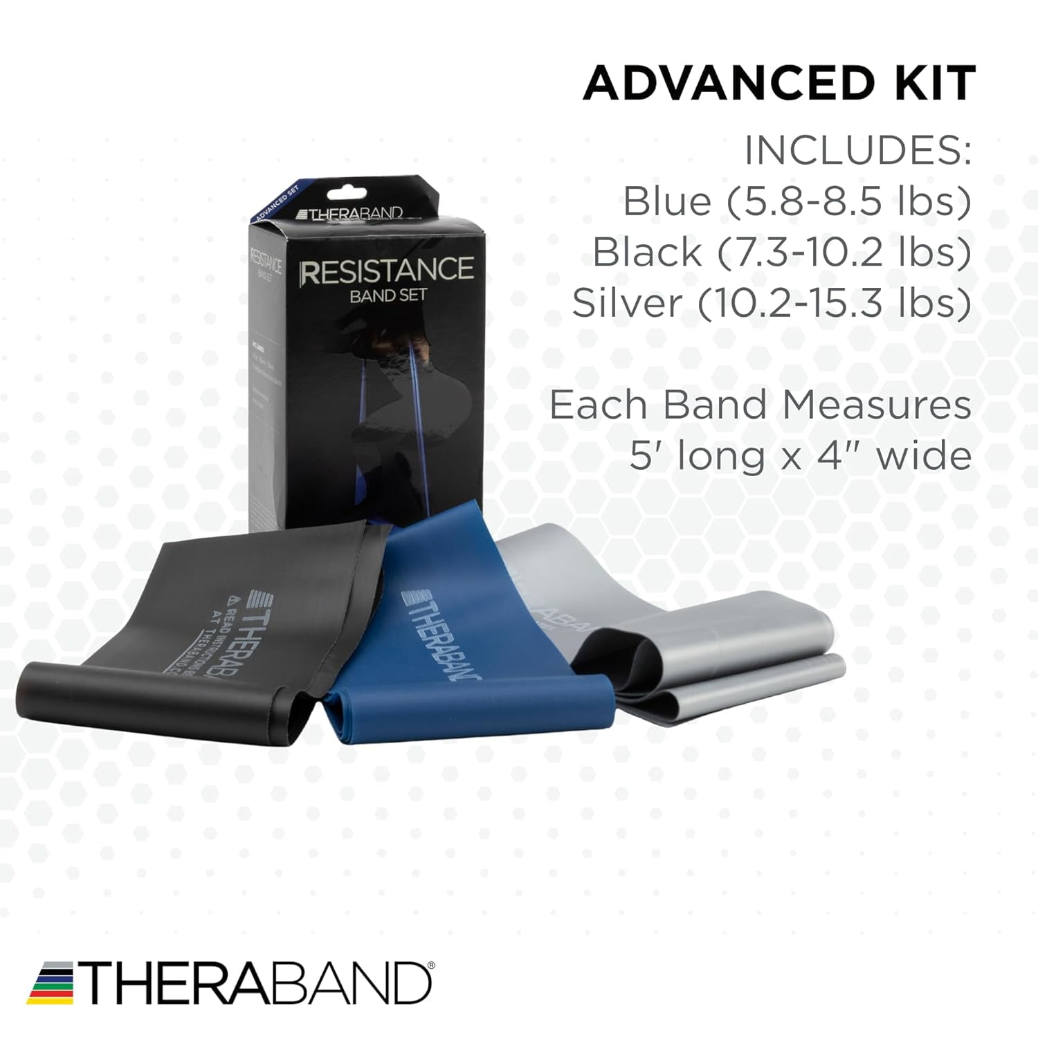 Resistance Bands Set, Advanced Kit, Blue, Black, Silver, Latex Elastic Bands for Exercise & Physical Therapy, Strength Training Bands for Upper & Lower Body Fitness