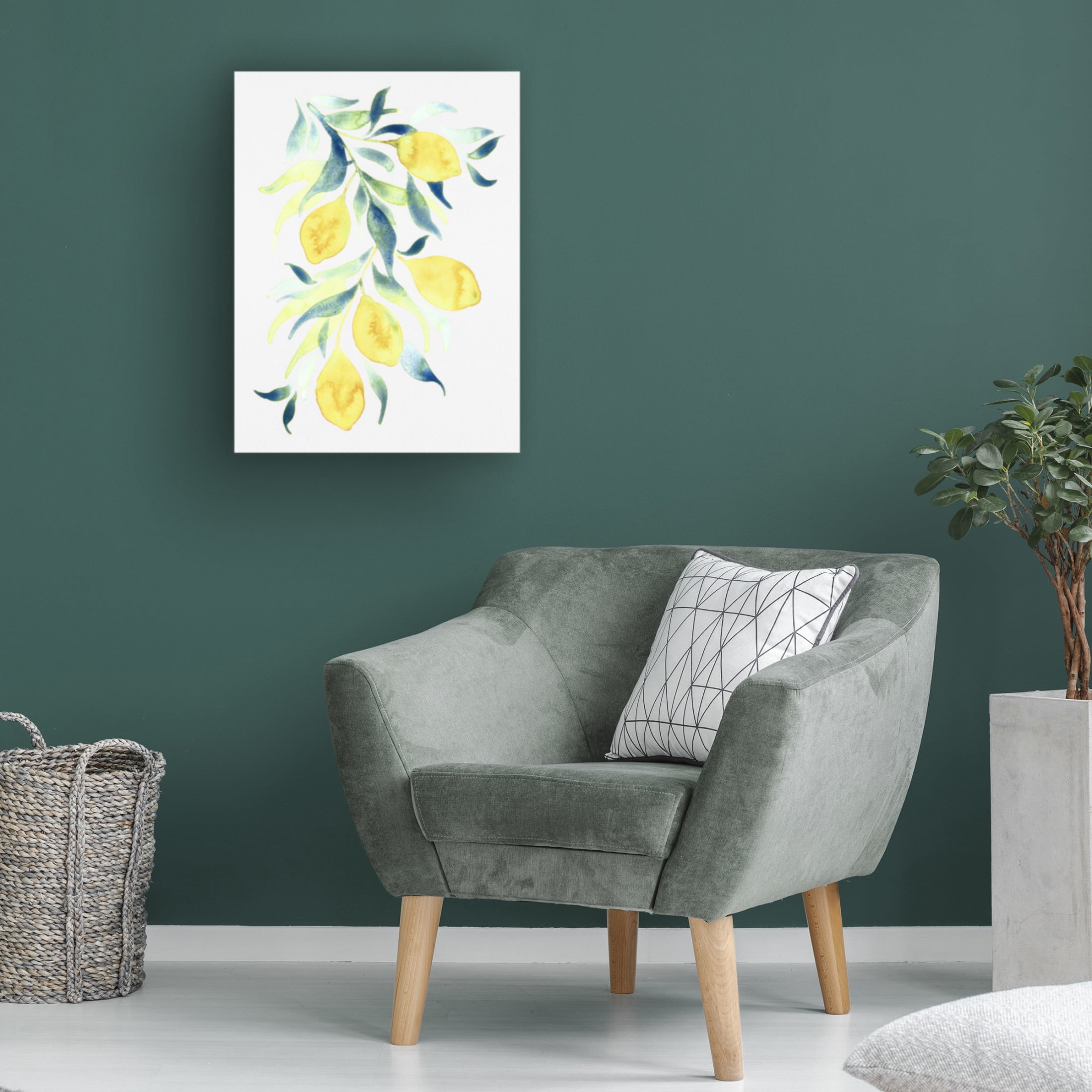Canvas Wall Art - Cami Juncos 'Watercolor Lemons' Wall Art for Living Room, Bedroom, or Office Décor by Trademark Fine Art - 18 x 24 Inches